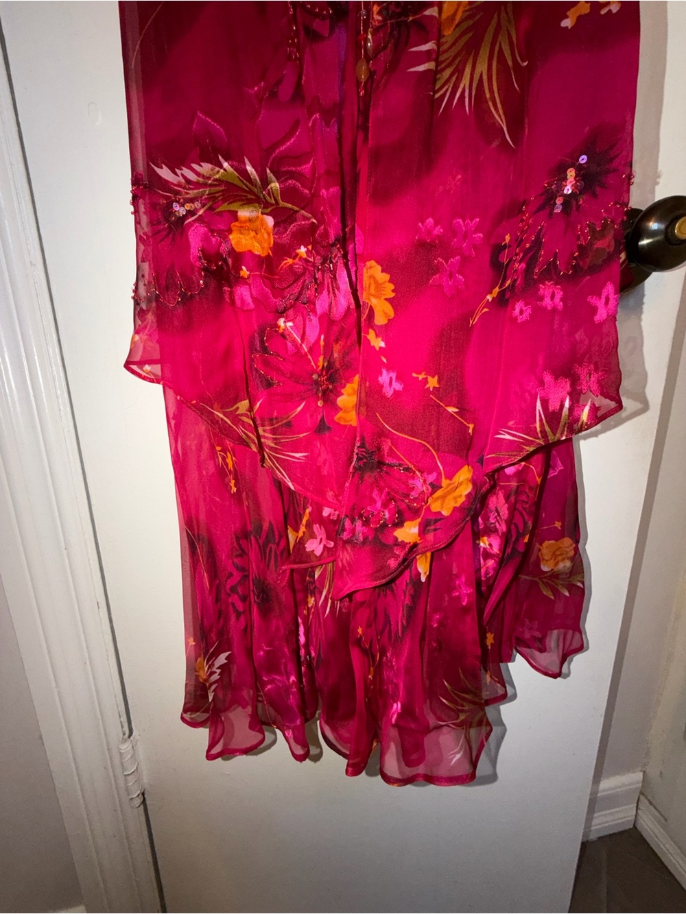 Vintage Sue Wong Nocturne Y2K Beaded Silk Floral Evening Dress - Size 10 - Picture 5 of 15